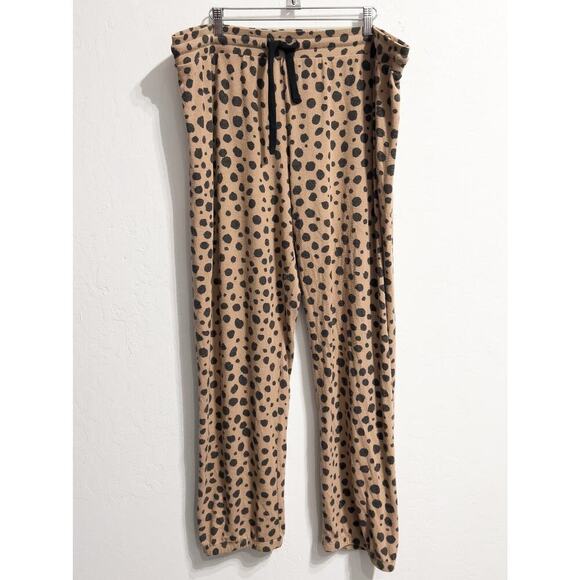 LNA Joggers 2X Cheetah Animal Print Brushed Fleece Drawstring Brown Tan Leopard - Picture 1 of 8
